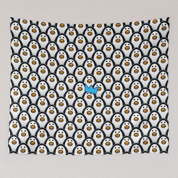 Item preview, Staring Penguins and a Blue Party Hat - Pattern designed and sold by CleverPencil.