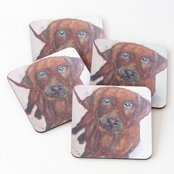 Item preview, Brown labrador puppy watercolor painting designed and sold by horseaddicted.