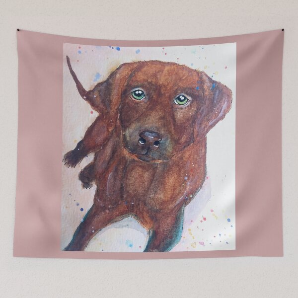 Item preview, Brown labrador puppy watercolor painting designed and sold by horseaddicted.