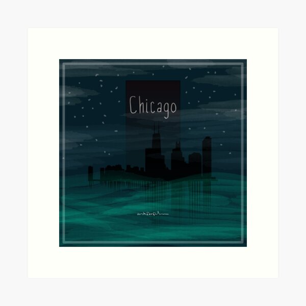 Uskarpt - Chicago - Watercolor City Skyline Art Print