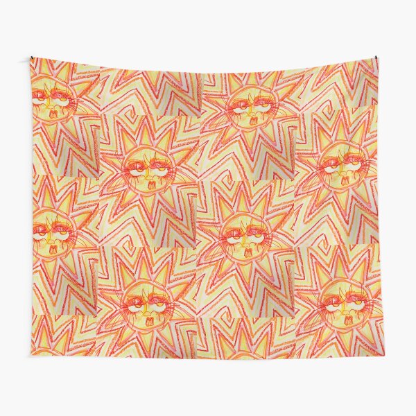 Trippy Orange, Red, and Yellow 60's/70's Inspired Sun Tapestry