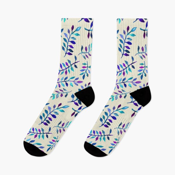 Item preview, Hand Painted Purple & Aqua Leaf Pattern on Cream designed and sold by micklyn.