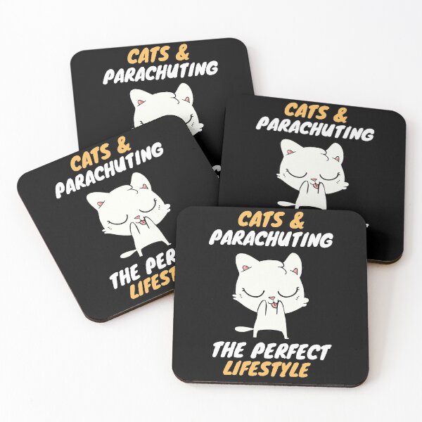 Item preview, cats and parachuting lifestyle designed and sold by SnowballStep.