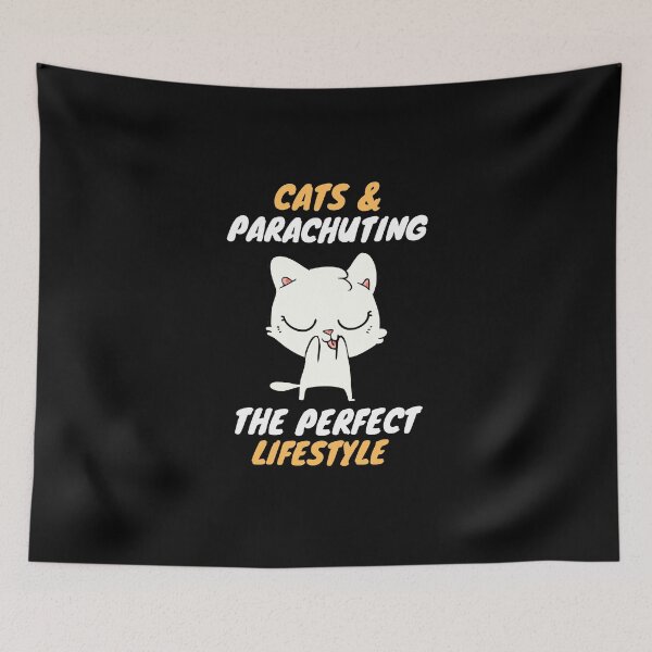 Item preview, cats and parachuting lifestyle designed and sold by SnowballStep.