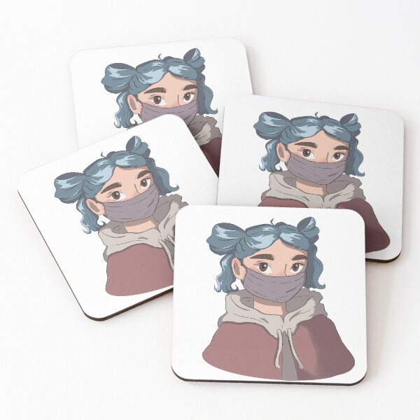 Artikelvorschau, blaues Haar Mädchen mit Maske entworfen und verkauft von Pepailustra.