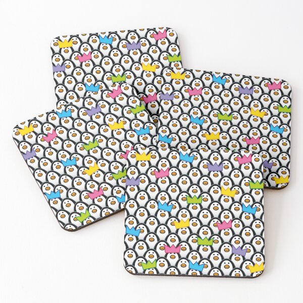 Item preview, Staring Penguins wearing Paper Party Hats - Pattern designed and sold by CleverPencil.