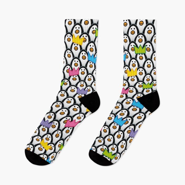 Item preview, Staring Penguins wearing Paper Party Hats - Pattern designed and sold by CleverPencil.