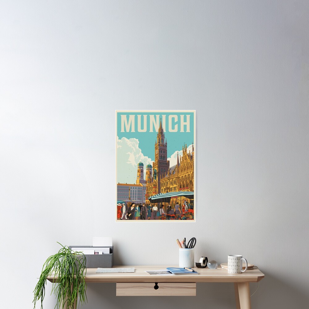 München Deutschland Vintage Reisen Poster