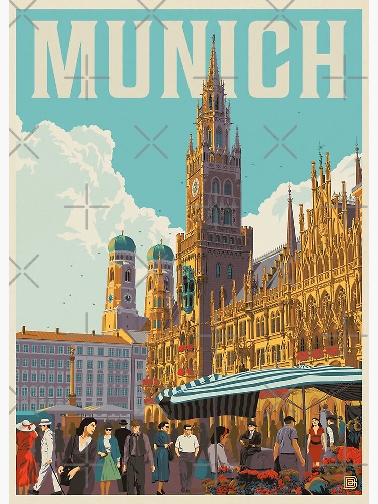 München Deutschland Vintage Reisen Poster