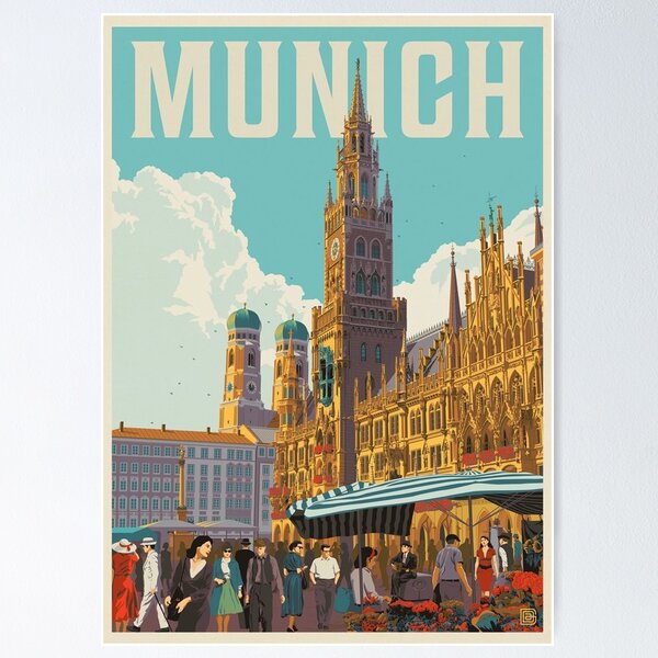 Munich Germany Vintage travel Poster