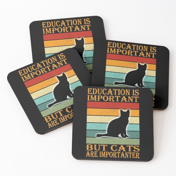 Item preview, Education Is Important But Cats Are Importanter Classic Sticker And Shirt Design designed and sold by Glike.