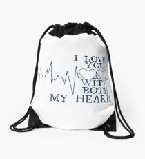 Nerd Valentines: Both my hearts. Drawstring Bag
