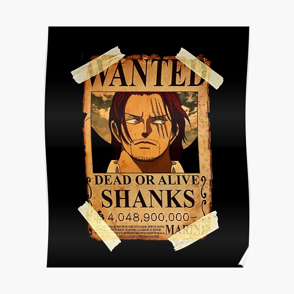 STICKER AUTOCOLLANT POSTER A4 MANGA ONE PIECE AFFICHE WANTED ED HAIRED SHANKS. 