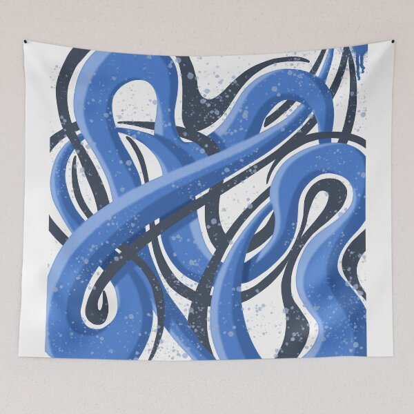 Item preview, Abstract blue lines in graffiti style designed and sold by Between Clouds.