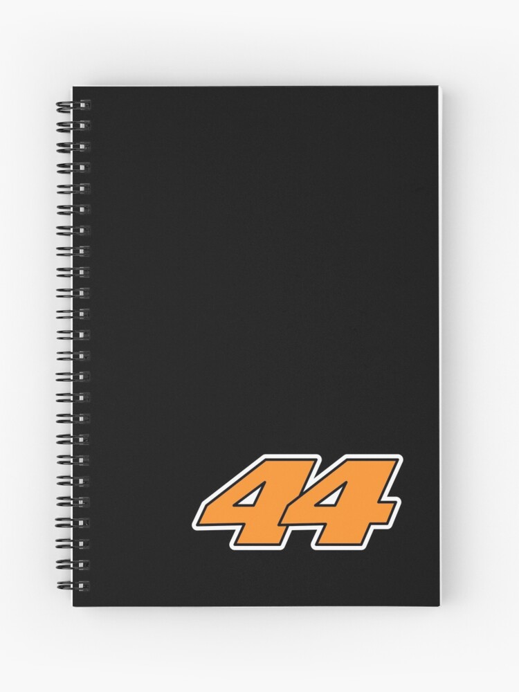 Moto GP racing Championship Spanish rider number 44 orange, white and black  Spiral Notebook by FrenchsTuck