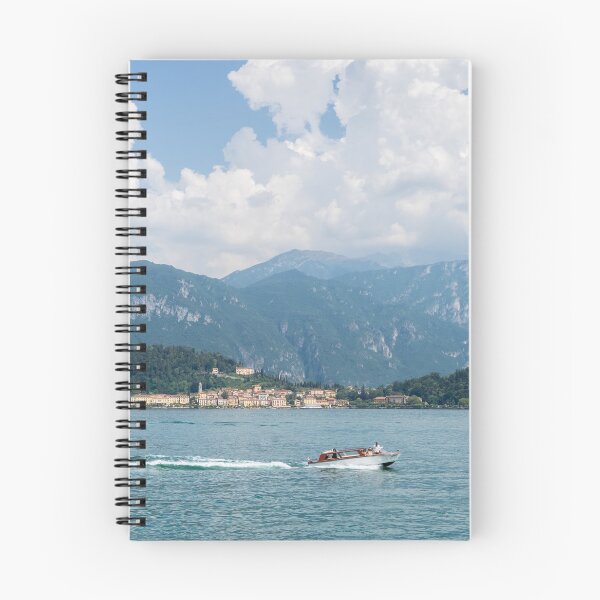 Item preview, Powerboating Across Lake Como - White Boat and Bellagio Village designed and sold by Georgia Mizuleva.