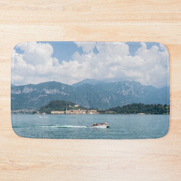 Item preview, Powerboating Across Lake Como - White Boat and Bellagio Village designed and sold by Georgia Mizuleva.