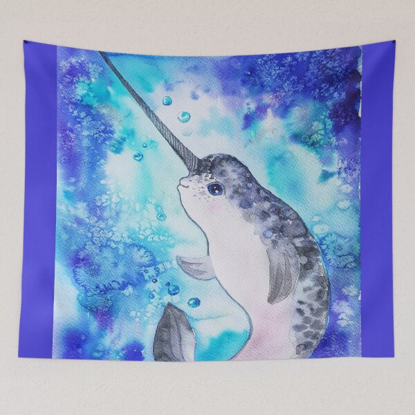 Item preview, Baby narwhal the sea unicorn watercolor designed and sold by orangerinka.