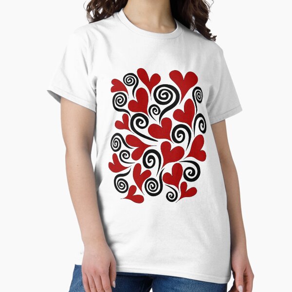 Red Hearts and Swirls Classic T-Shirt
