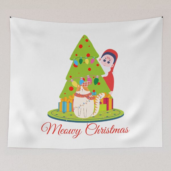 Item preview, MEOWY CHRISTMAS Autumn Fall Winter Christmas Holiday Design designed and sold by LevelUpMerch.