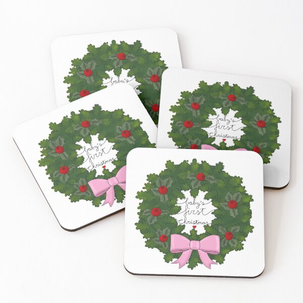 Item preview, Lovely Christmas Wreath baby’s first christmas pink designed and sold by Soyscrafts.