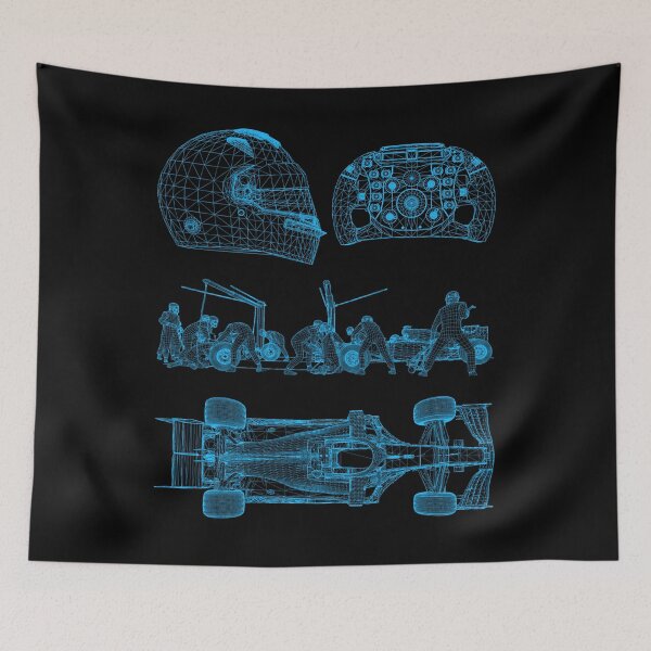 Item preview, Racing car blueprint formula wheel helmet project  light blue designed and sold by ideasfinder.