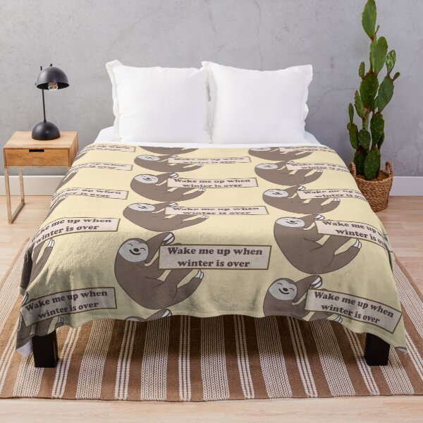 Item preview, Wake me up when winter is over - Funny furry brown sleepy sloth holding cute sign designed and sold by Deegital18.
