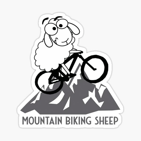 Mountain Biking Sheep Sticker