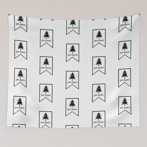 Item preview, Green Plaid “Happy Holidays” Banner Flag designed and sold by PawsitiveMum.