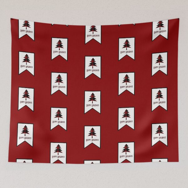 Item preview, Red Plaid “Happy Holidays” Banner Flag - Red Background designed and sold by PawsitiveMum.
