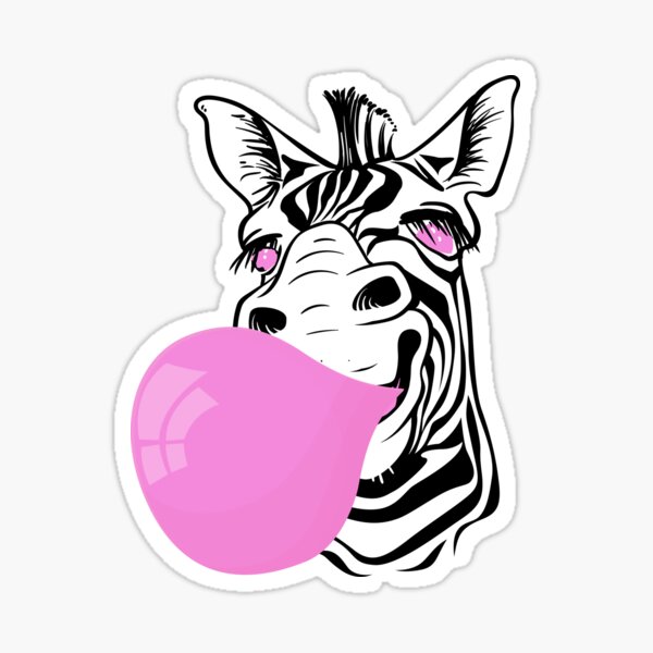 "Zebra Bubble Gum" Sticker by Blaacklight Redbubble