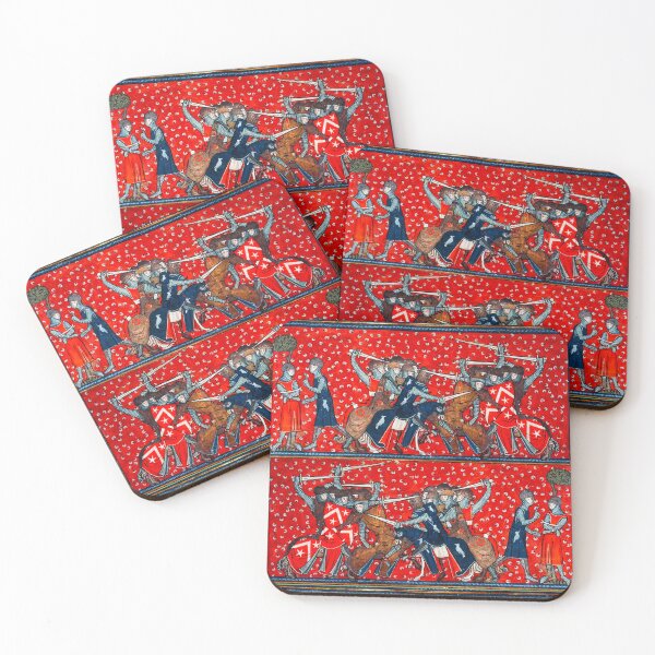 Item preview, BATTLE OF RONCEVAUX PASS,COMBATTING MEDIEVAL KNIGHTS HORSEBACK IN RED Medieval Miniature designed and sold by BulganLumini.