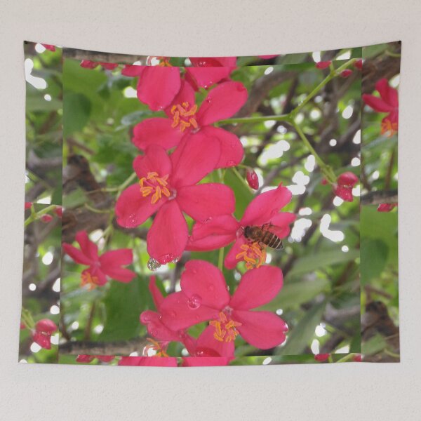 Item preview, The Bee and Red Flower (Jatropha Integerrima) designed and sold by GiganticSale.
