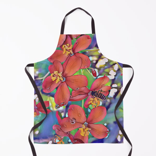 Item preview, The Painting of Bee and Red Flower (Jatropha Integerrima) designed and sold by GiganticSale.