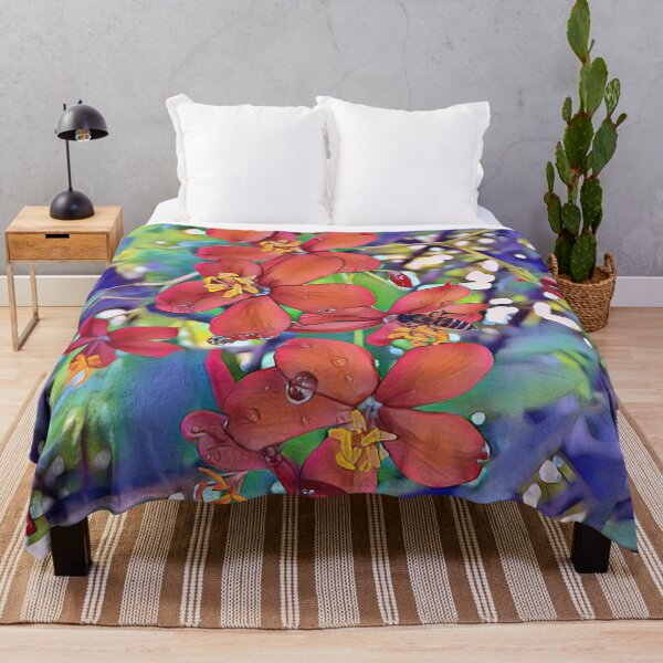 Item preview, The Painting of Bee and Red Flower (Jatropha Integerrima) designed and sold by GiganticSale.