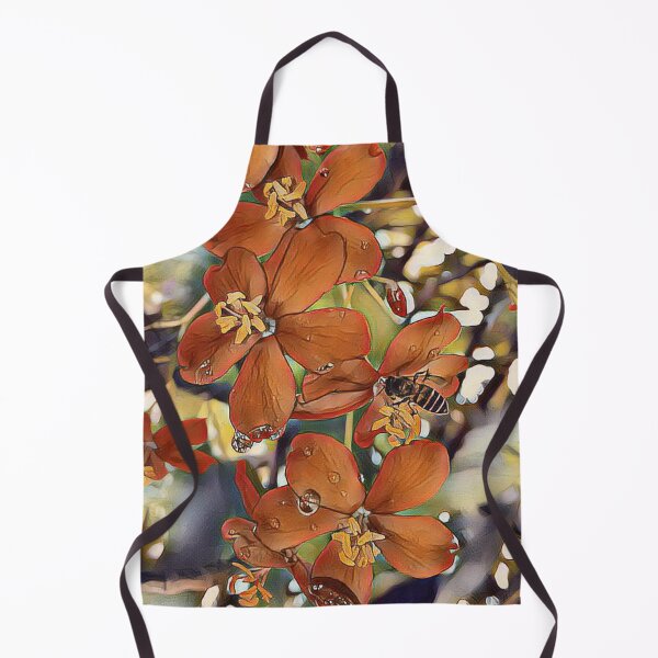 Item preview, The Painting in Tangerine Hue of Bee and Flower (Jatropha Integerrima) designed and sold by GiganticSale.