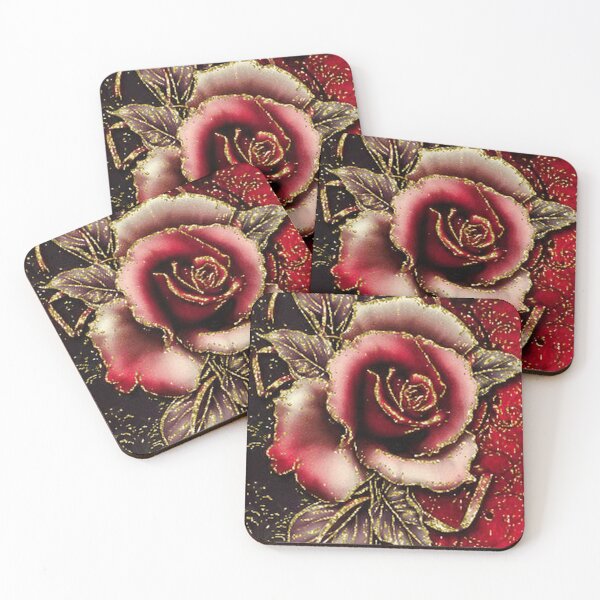 Item preview, Vintage Red and Gold Rose designed and sold by WisdomInspired.