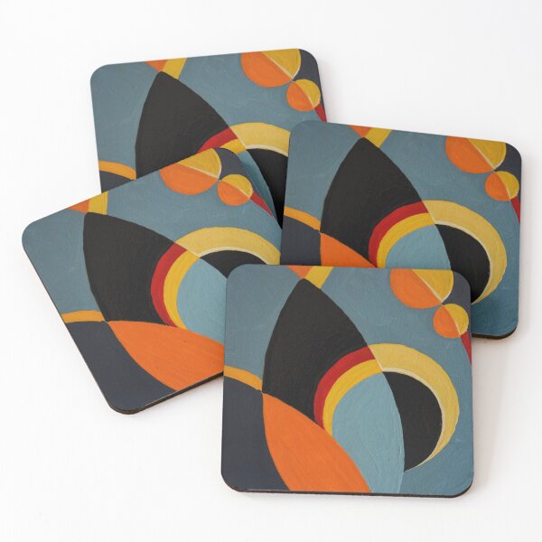 Item preview, geometric painting night and moon semicircles and crescent orange,yellow,grey designed and sold by JuliaMia.