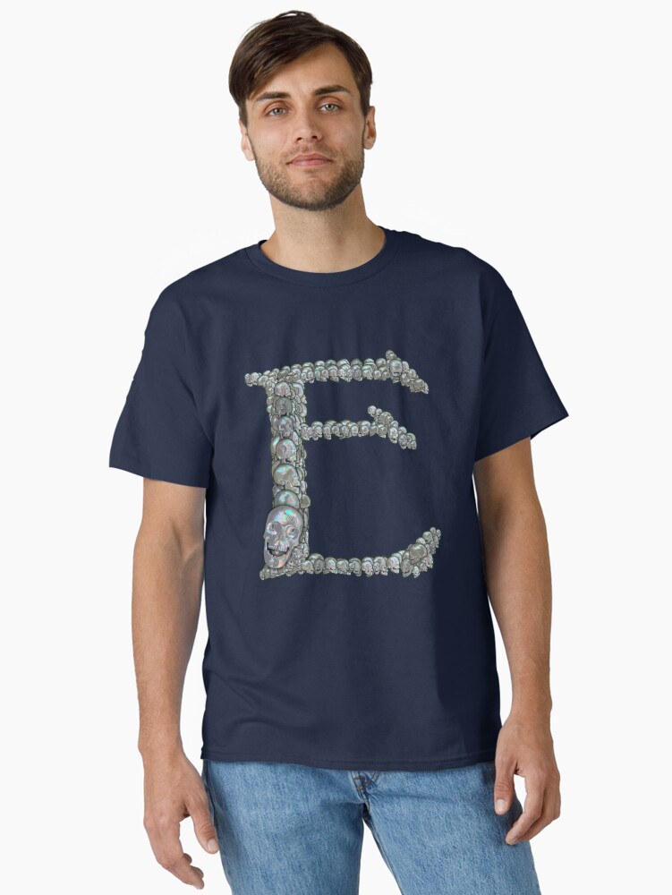 Thumbnail 1 of 7, Classic T-Shirt, Tahitian Pearl Skull Monogram E designed and sold by dinaaaaaah.