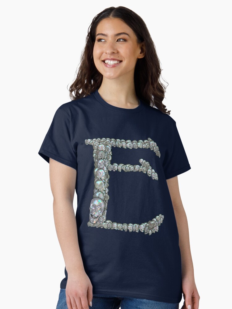 Thumbnail 2 of 7, Classic T-Shirt, Tahitian Pearl Skull Monogram E designed and sold by dinaaaaaah.