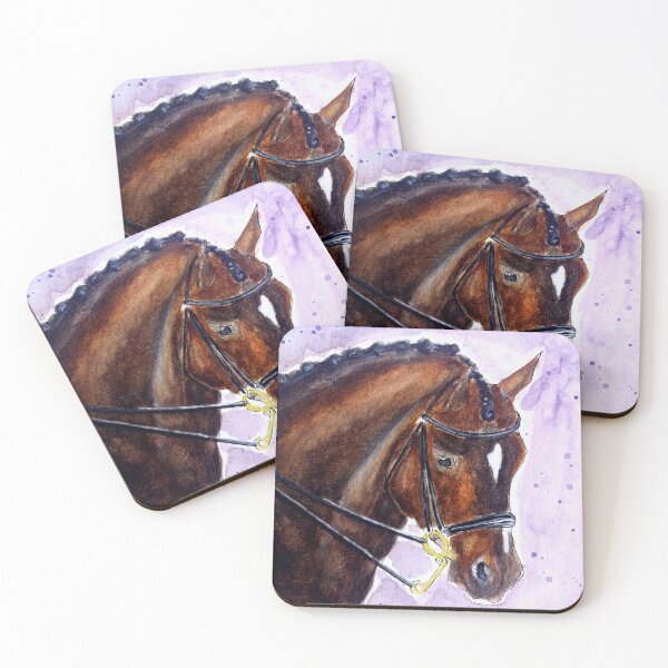 Item preview, Dressage horse portrait watercolor painting designed and sold by horseaddicted.