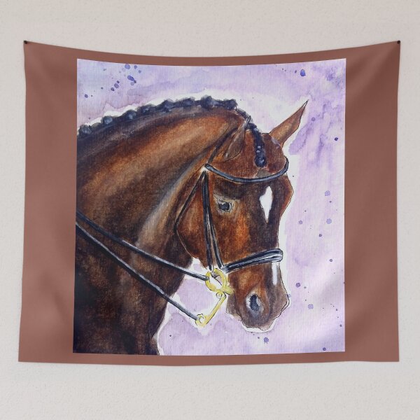 Item preview, Dressage horse portrait watercolor painting designed and sold by horseaddicted.