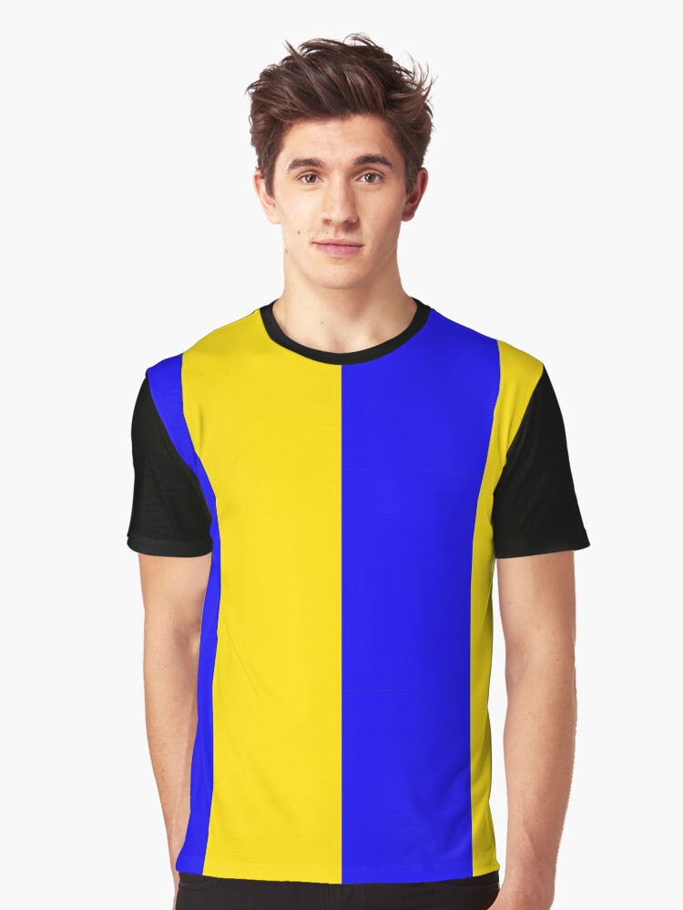 Blue and yellow team colours (half and half)