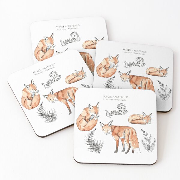 Item preview, Foxes and ferns Latin watercolour illustration designed and sold by Elliezart.