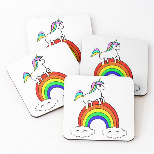 Item preview, Unicorn on a Rainbow with clouds designed and sold by BusyMonkeys.