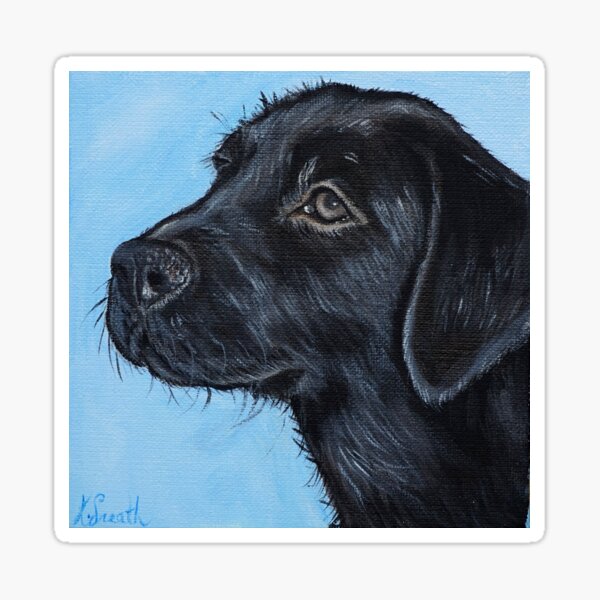 Black Labrador Puppy Painting Sticker