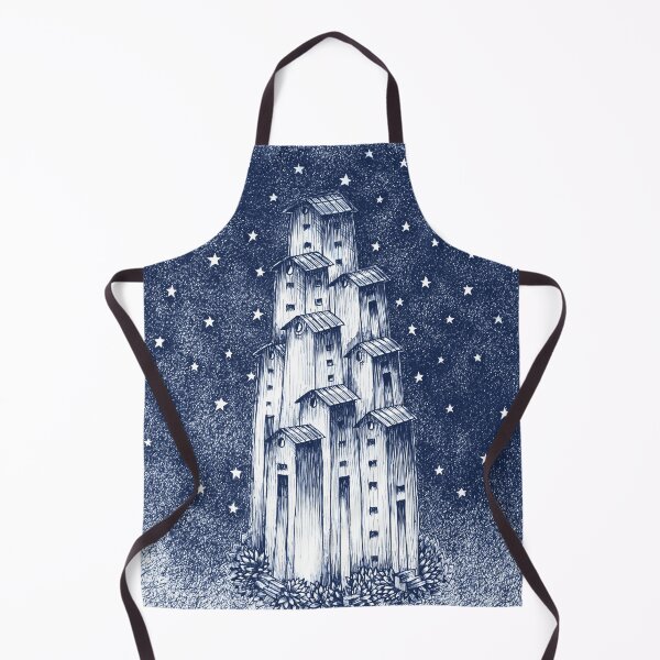 Item preview, Copy of Starry night with full of stars in the sky as a backdrop against an abstract colony of tall houses - Blue designed and sold by Wiggly Lines.
