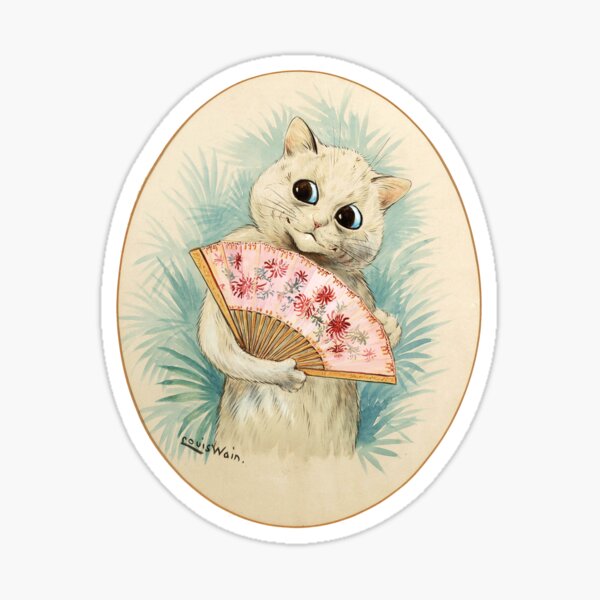 Vintage Louis Wain Geisha Cat Sticker