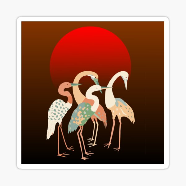 Flamingo at sunset Sticker