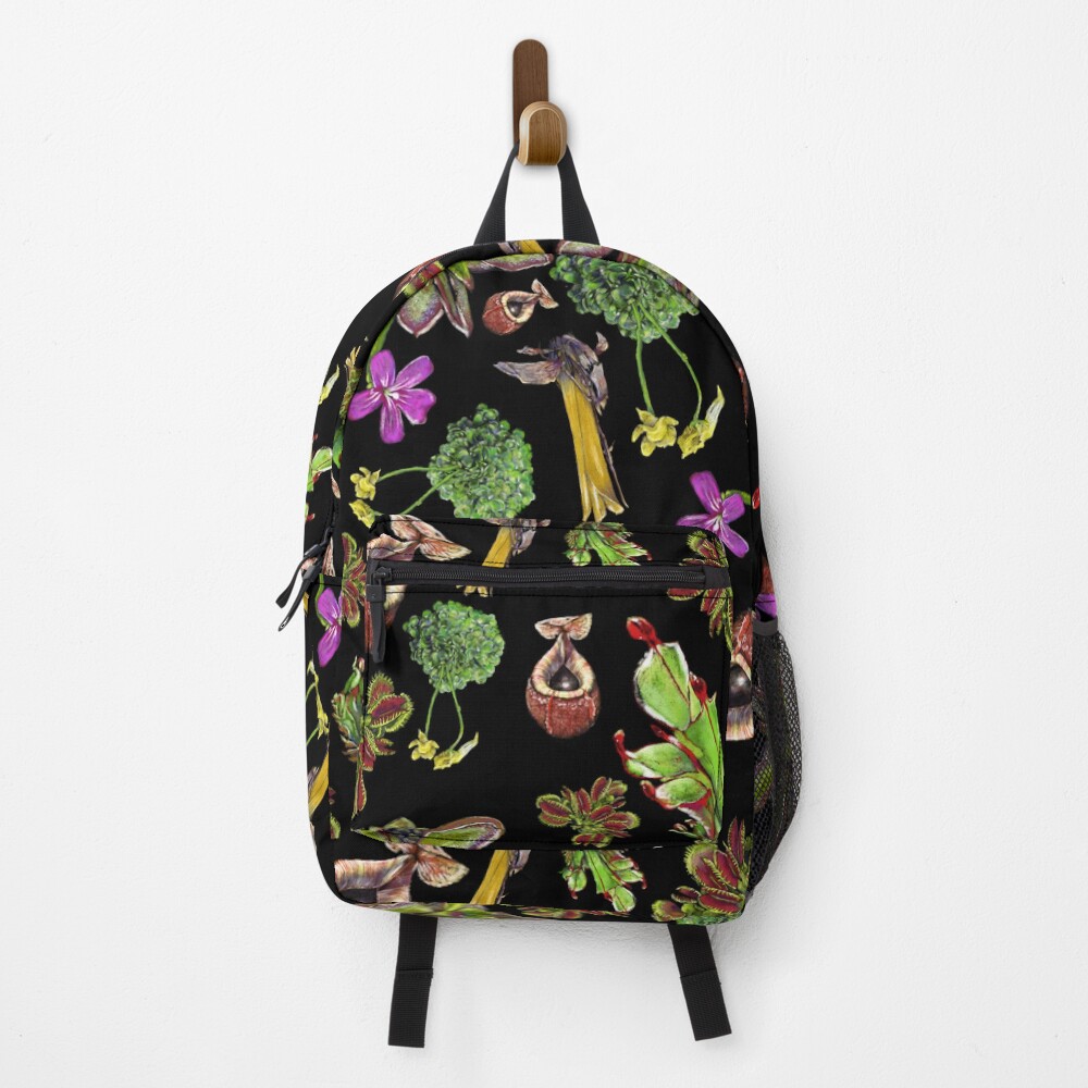 Carnivorous plants black background Backpack